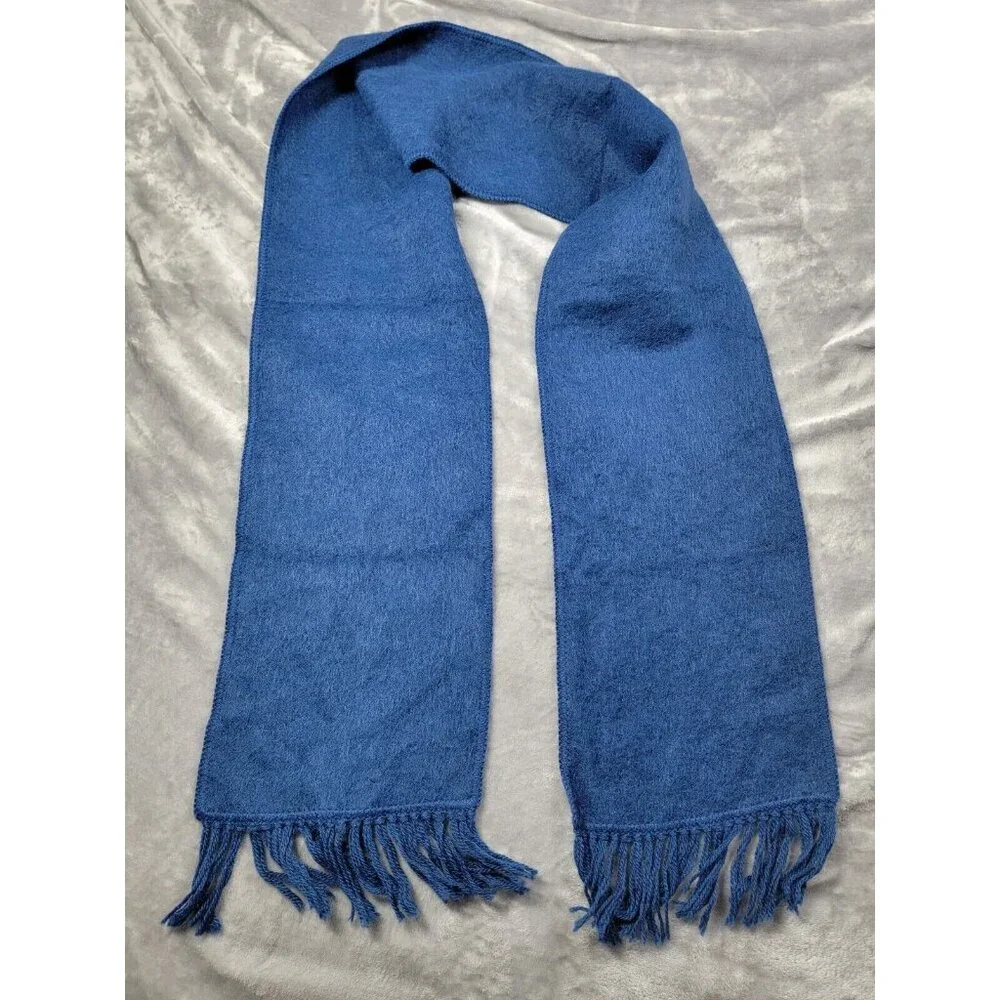 Alpaca Scarf Blue Fringe Ccahuantico‎ EUC 64x8